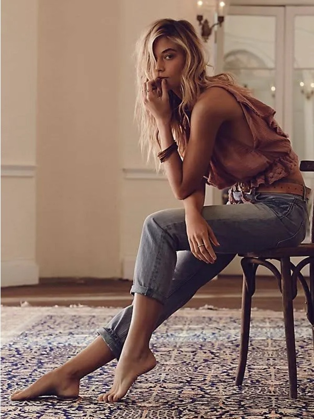 Free People Jasper Cropped Jean in Harbor (Medium Wash) Sz 28